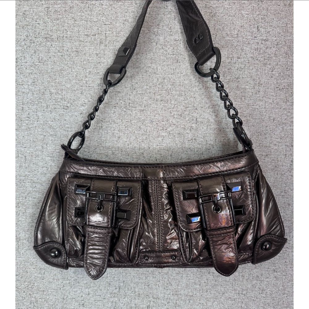 Rampage vintage y2k metallic brown punk shoulder bag with buckles